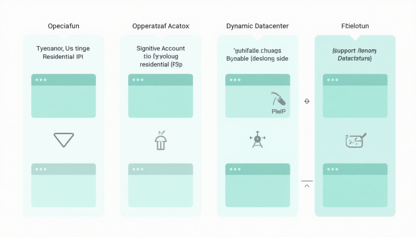 说明动态住宅IP与动态机房IP适用场景差异的示意图